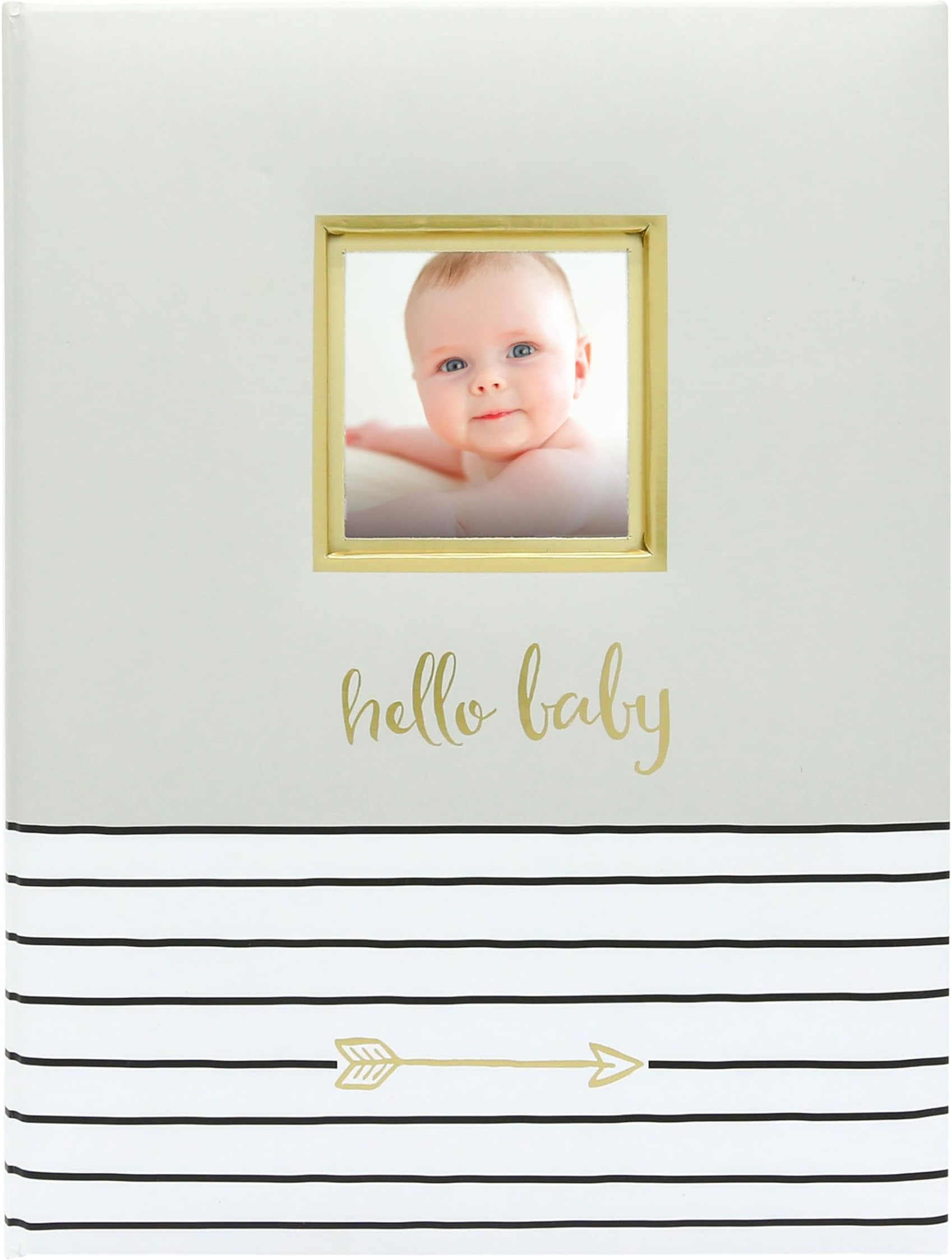 Pearhead Hello Baby First 5 Years Memory Book, Gender-Neutral Baby Keepsake for New and Expectant Parents, Pregnancy And Milestone Journal, Gray