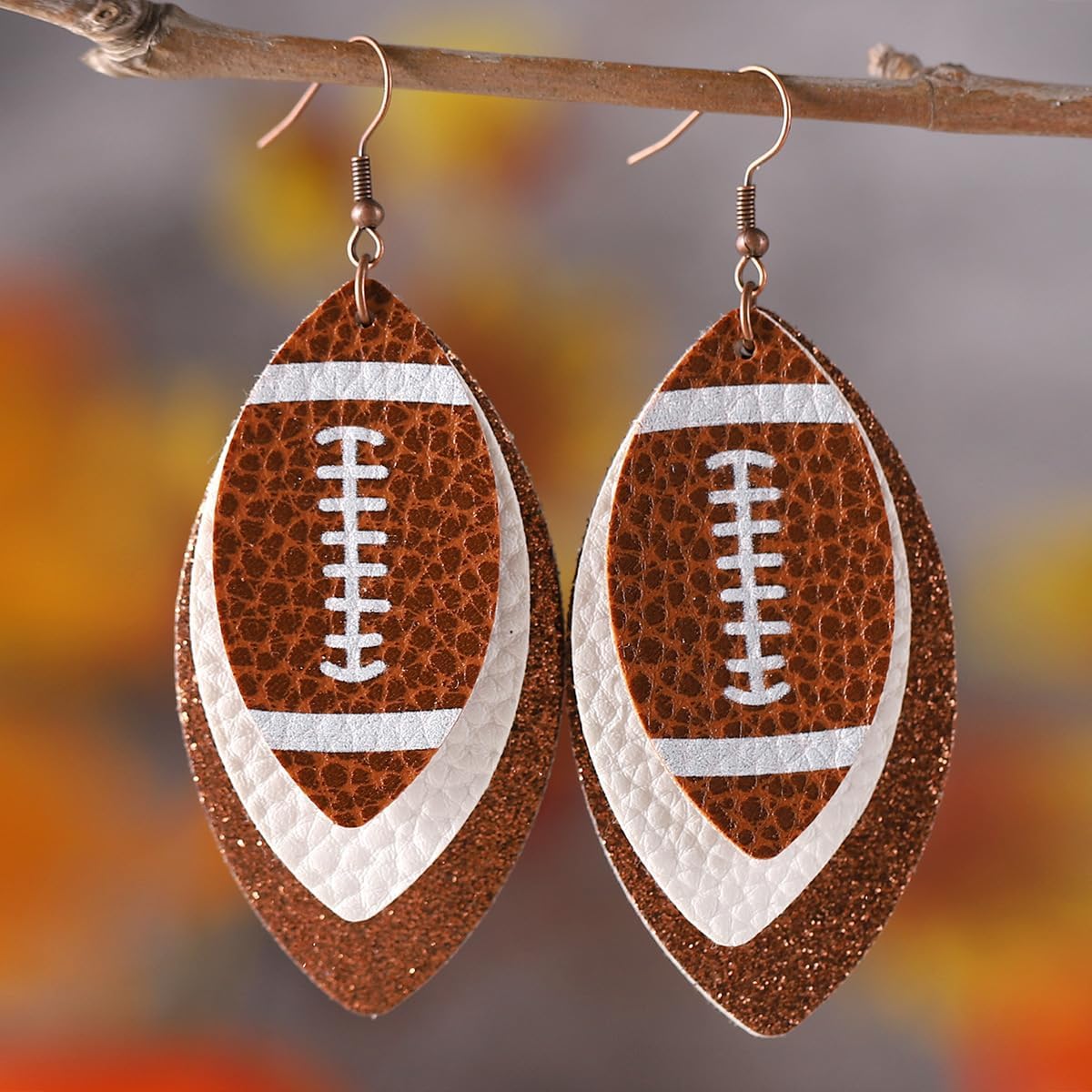 Colorful Layered Football Leather Soccer Pendant Earrings Sparkly Teardrop Earrings for Sports Lover for Women's Jewelry image 2