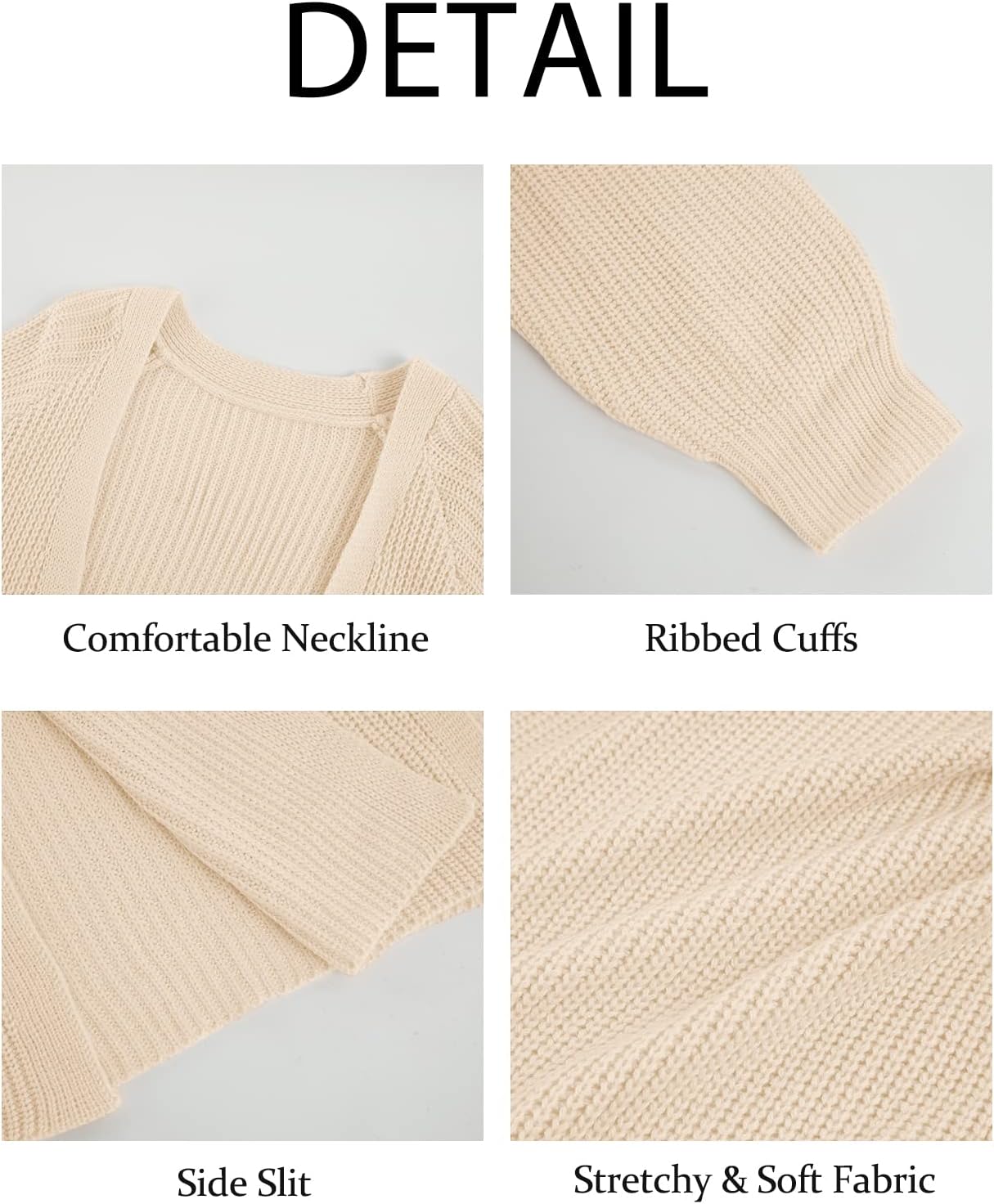 Women's Oversized Long Cardigan Sweaters Long Sleeve Split Open Front Drape Knit Duster Coat - Image 6