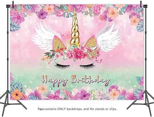 Miniatura 2 de LTLYH - Fondo de unicornio rosa para fotografía de 5 x 3 pies, diseño de unicornio rosa con temática de unicornio, decoración de fiesta de