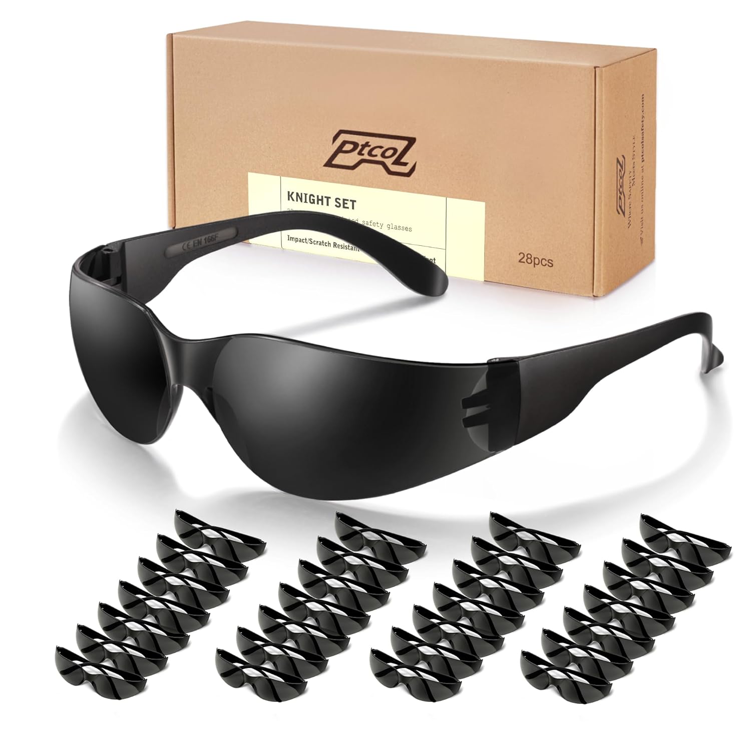 28 Pack Safety Glasses Bulk Pack of 24 4 Unisex Black Tinted Anti-Scratch Protective Goggles Impact Resistant Lens