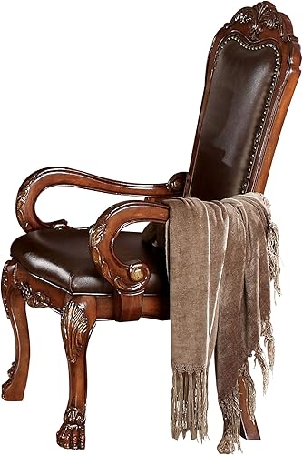 ACME Dresden - Sillón de brazo juego de 2 - PU y roble cerezo