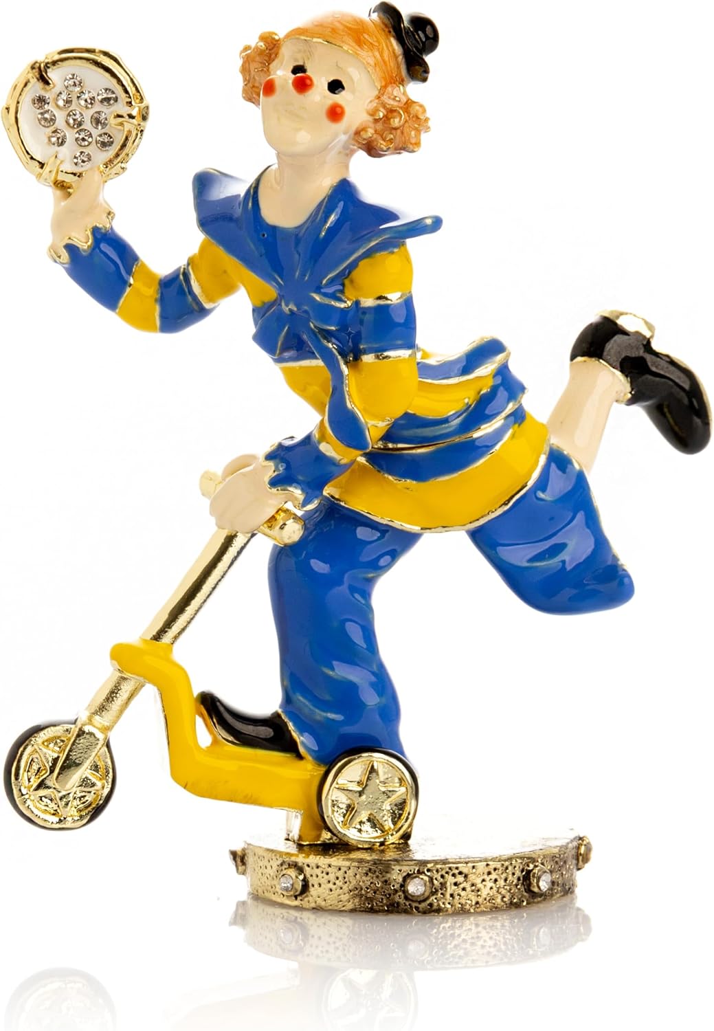 Keren Kopal Playful Circus Clown Riding a Scooter Trinket Box