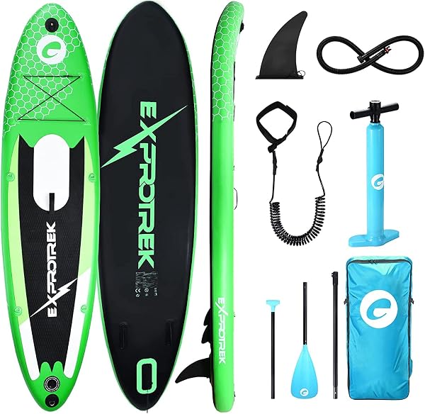Exprotrek Stand Up Paddle Board - Tavola Sup Gonfiabile - Set Completo per Stand Up Paddling - Spessore 6'' - Adatta a Tutti i Livelli di difficoltà - Pagaia in Alluminio e Accessori, 150kg Max - 1