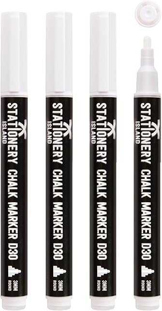 Stationery Island Długopis kredowy - 3 mm - opakowanie 4 sztuk markery kredowe, sucho wycieranie pisaki kredowe, długopisów kredowych, Wysokiej jakości Długopisy kredowe