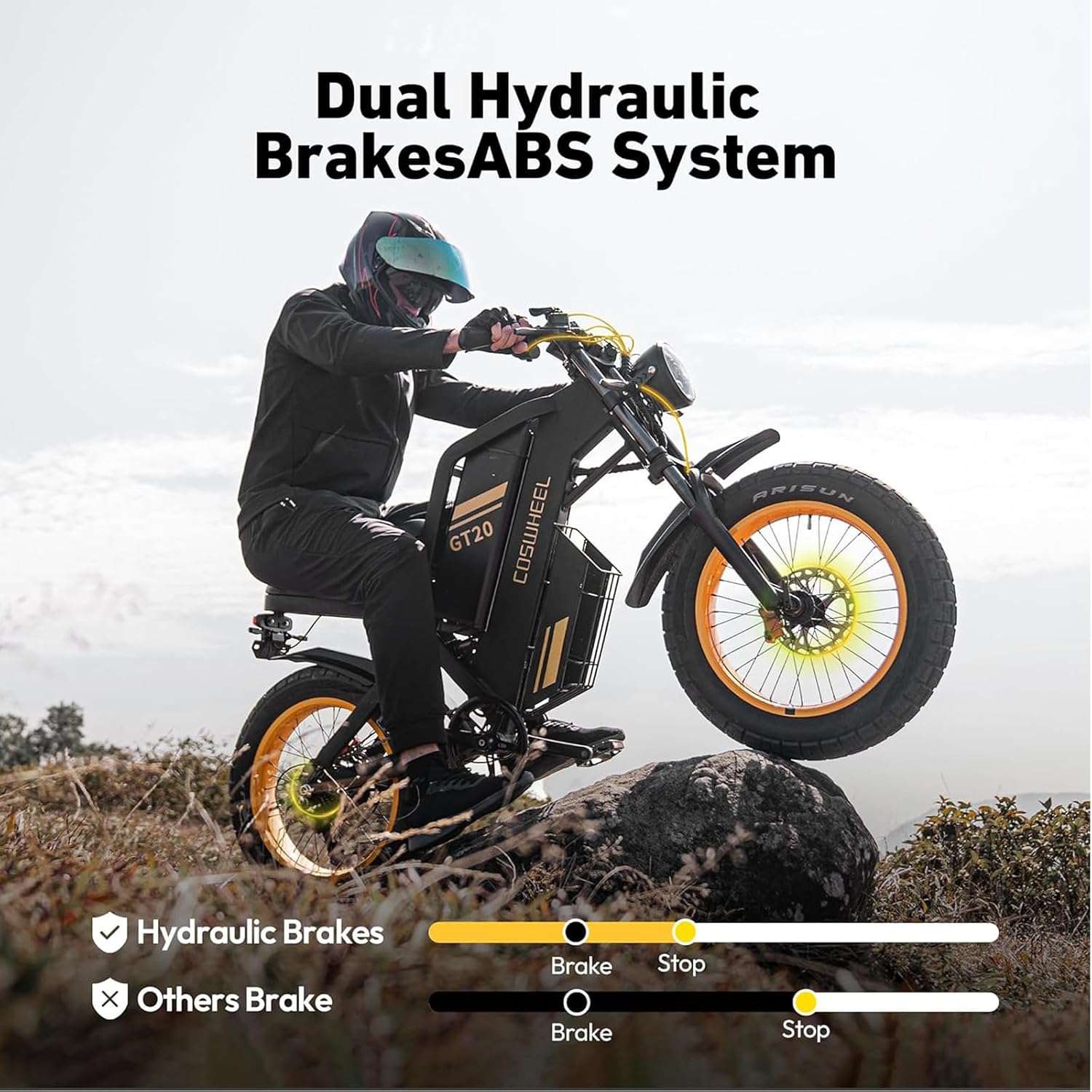 COSWHEEL GT20 Pro Electric Bike for Adults/Teens, 4000W Motor Electric Dirt Bike 48V 40AH Removable Battery Mountain Bike, 40MPH & All Terrain Fat Tire Motorcycle Dual Suspension & Hydraulic Brakes