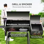 Outsunny 49" Charbon BBQ Grille avec fumeur hors-jeu Portable Backyard Cuisine Fumer Outdoor Camp Pique-nique Barbecue Cuisinière avec roues Thermomètre et étagères de rangement