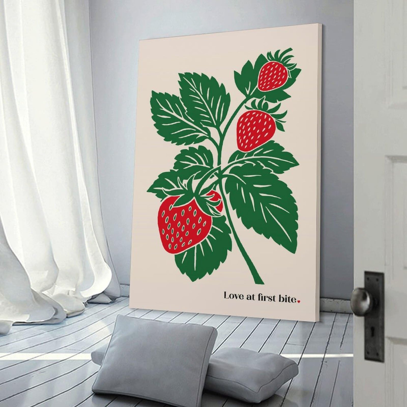 Junmoney Strawberries Love Room Decor Wall Art 16x24inch(40x60cm), for Wall Displays, Bedrooms Or Room Updates, Ideal for Building A Coordinated Art Wall