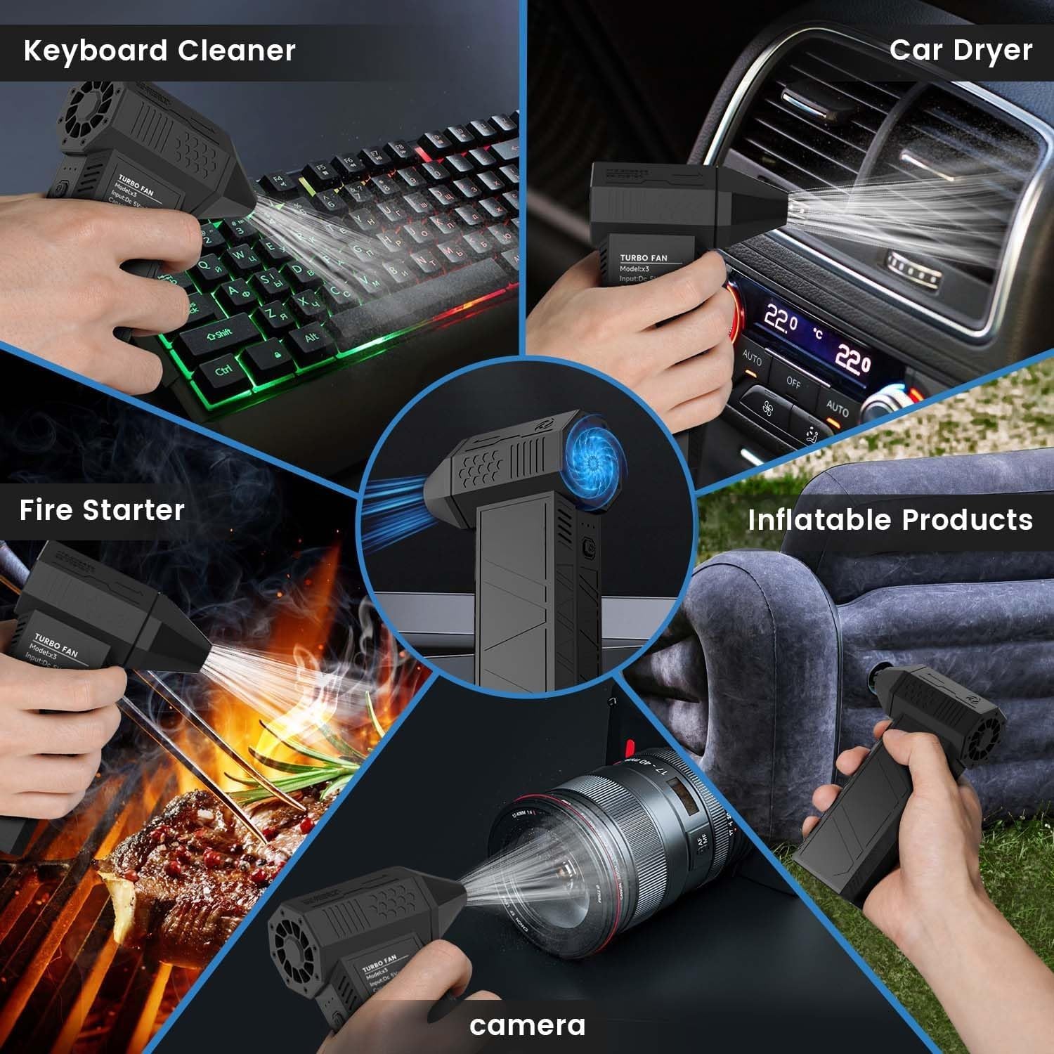Electric Air Duster 3 Gear Adjustable Jet Dry Blower Can Reusable Can For Computer Keyboard,Outdoors - View #14