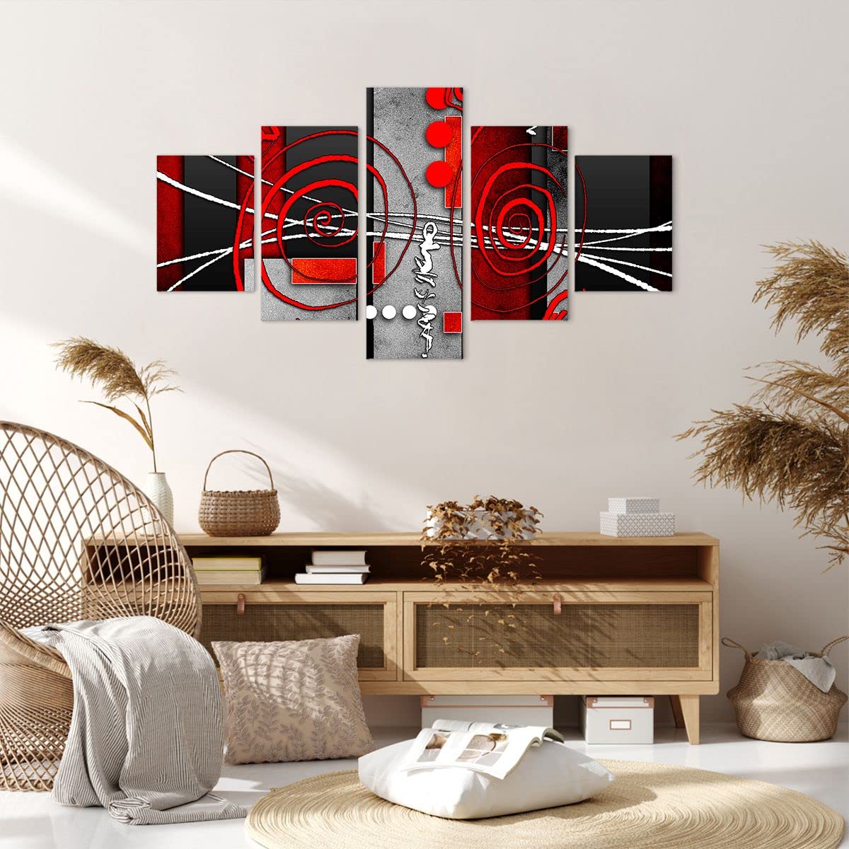 ARTTOR Cuadro sobre Lienzo 125x70cm Moderno Tríptico Abstracto - 0599 | Gráficos Figuras Geométrico Cuadro Decorativo Grande Arte mural Decoración del Hogar Salón Dormitorio Cuadros de Pared