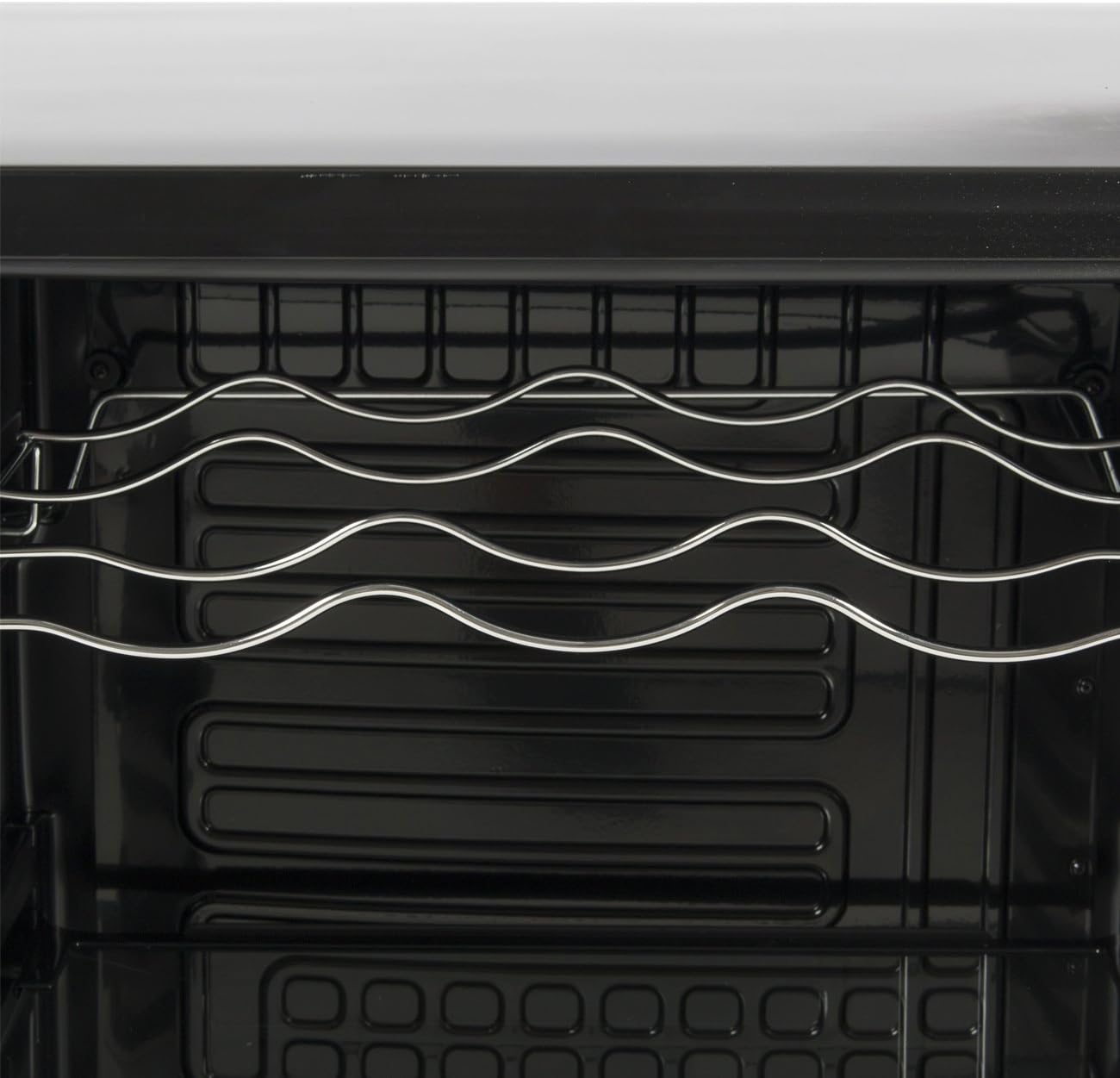 DELLA Beverage Wine Cooler interior showing the wine bottle rack