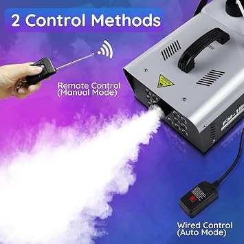 1500W Fog Machine Halloween Outdoor, 20000 CFM Smoke Machine Fog Indoor with 24 LEDs Strobe Lights and Remote for DJ Party Disco Stage Wedding
