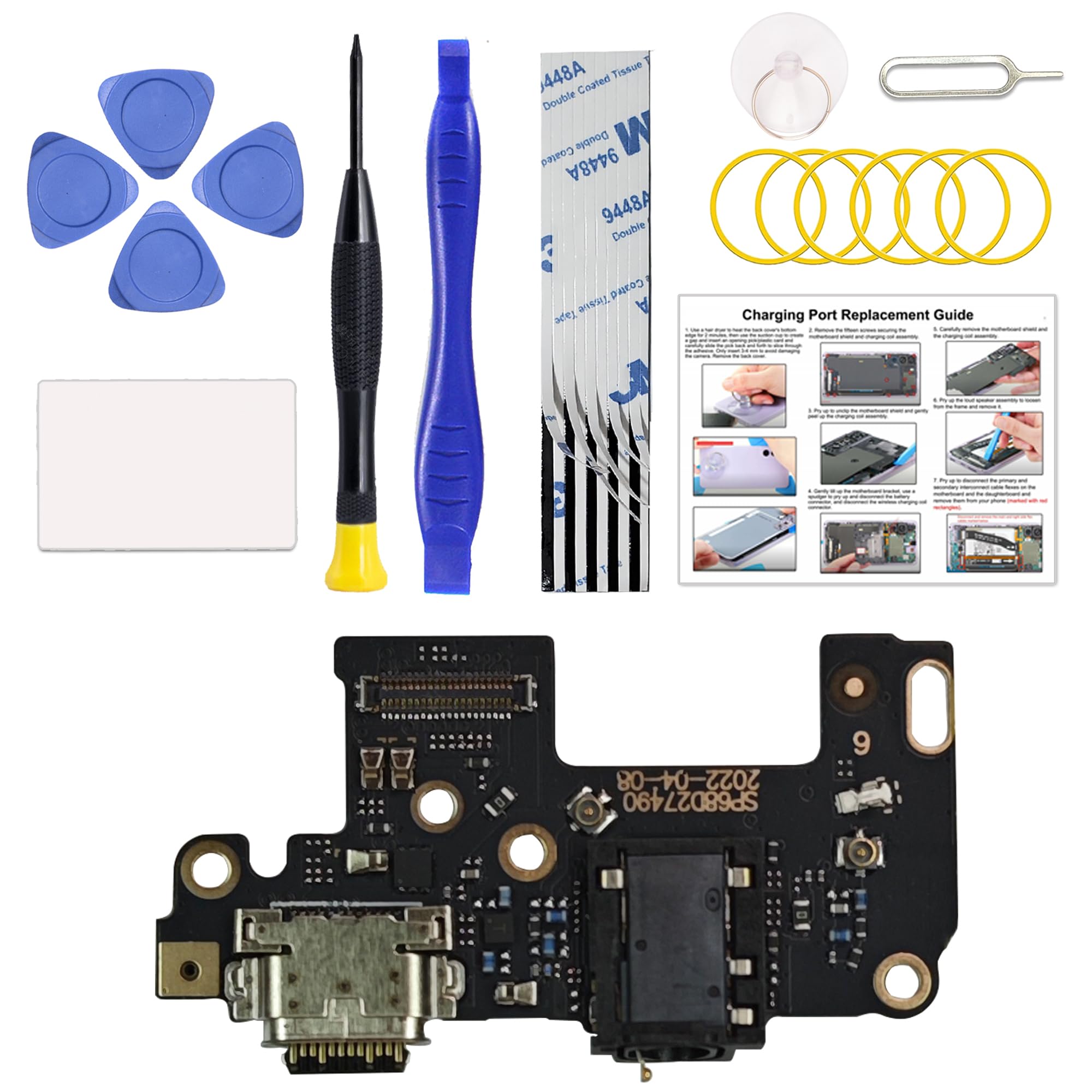 Charging Port Replacement Kit Compatible with Moto G Stylus 2022 5G US Version, Dock Board USB-C Connector Only for Moto G Stylus 2022 5G XT2215, with Instruction Manual, Toolkit