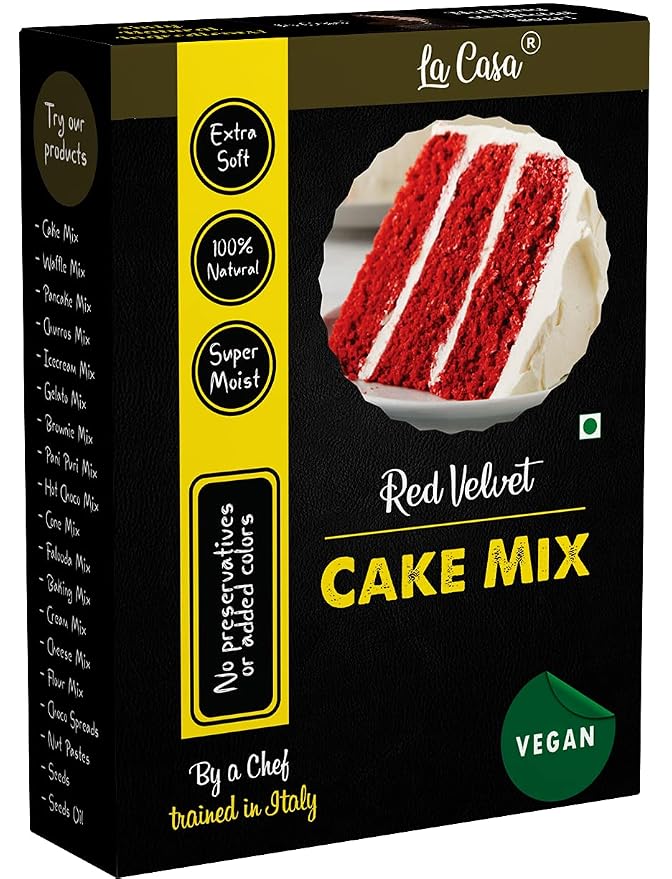 La Casa Gelato Red Velvet Eggless Cake Mix, 300 gm