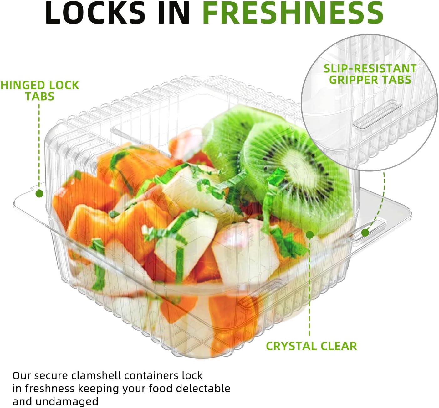 HNXAZG 160 Pcs Clear Plastic Hinged Take Out Containers Disposable Clamshell Food Cake Containers with Lids 5.3 x 4.7 x 2.8 inch for Dessert, Cakes, Cookies, Salads, Pasta, Sandwiches (HN-2303162053)