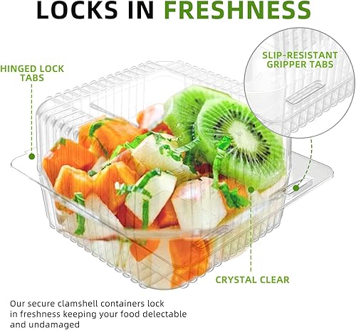 Miniatura 5 de 120 recipientes desechables de plástico transparente con bisagras para tartas con tapas de 5.3 x 4.7 x 2.8 pulgadas para postres, rebanadas de