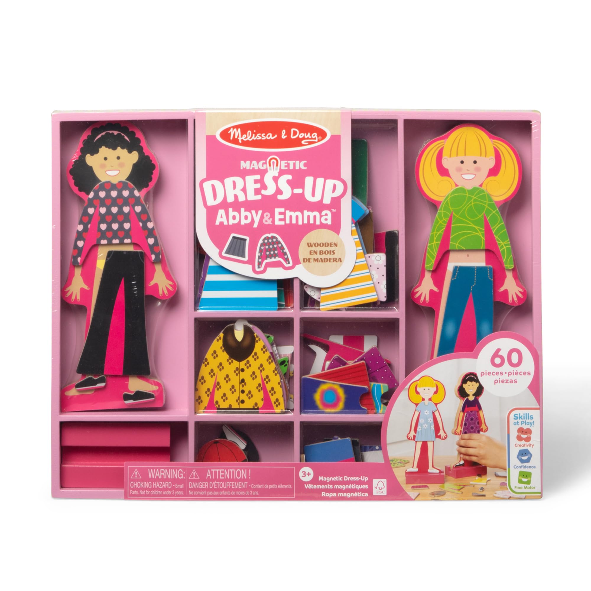 Melissa & Doug - Magnetische Anziehpuppen aus Holz - mit mehr als 60 Teilen für kreativen Ankleidespaß, Fördert Fantasie und Motorik, Für Kinder ab 3 Jahren