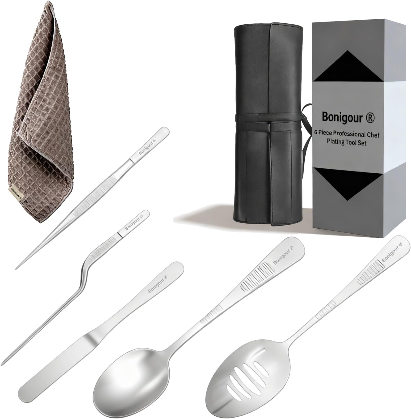 Plating Tool Set,7 Piece Chef Culinary Plating Tool Kit, Black, Professional Cooking Utensils, Stainless Steel