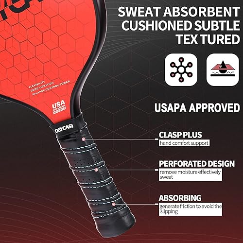 Miniatura 4 de YC DGYCASI Graphite Pickleball Paddles Set of 2, 2024 USAPA Approved, Carbon Fiber Surface (CHS), Polypropylene Honeycomb Core, Anti-Slip