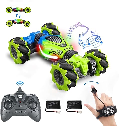 Gesture - Coche RC para niños y niñas de 6 a 12 años, auto de control remoto 4WD, rotación de 360, todoterreno, deriva controlada a mano, con música