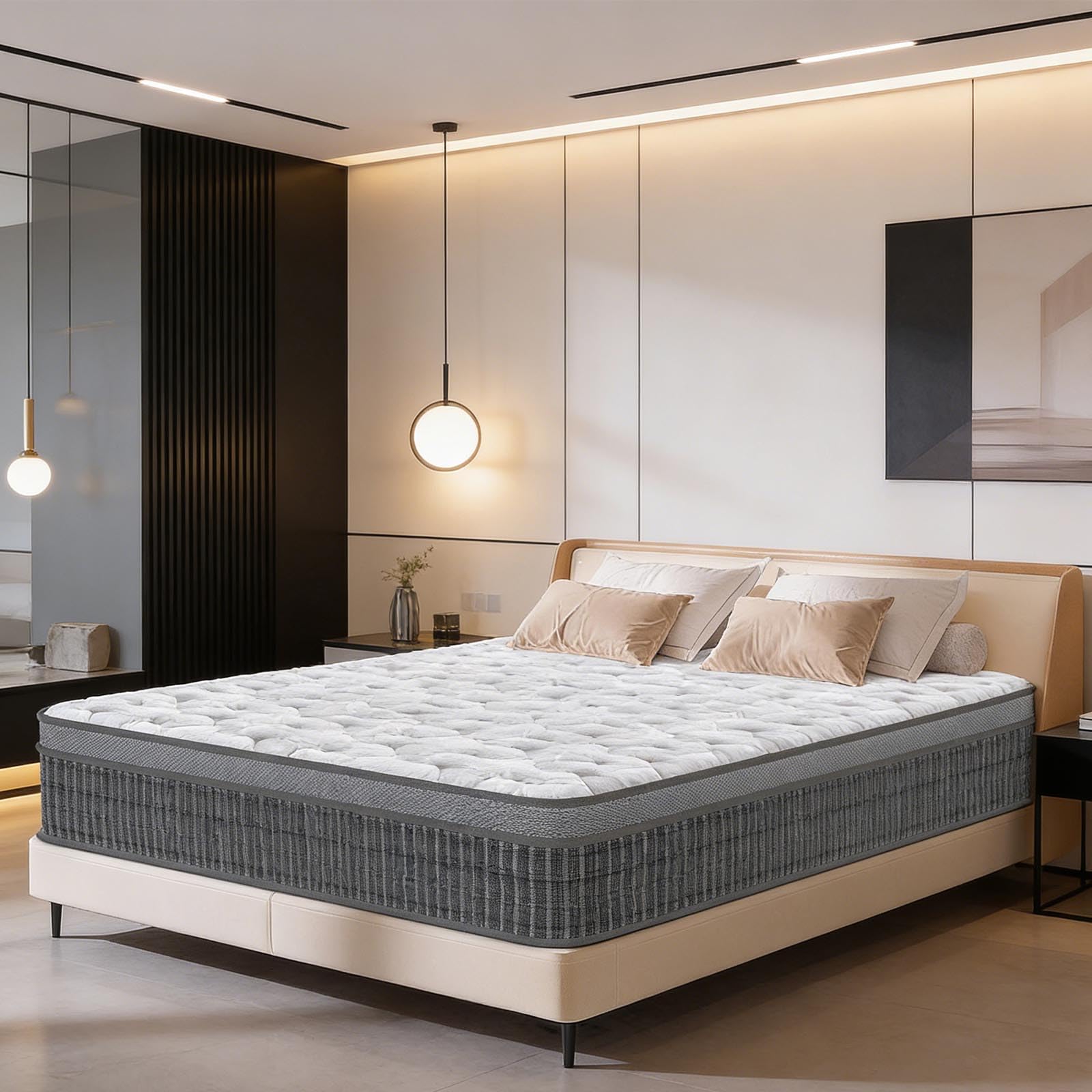 YIDATONG King Size Mattress, 11 Inch Hybrid Mattress 5FT with Breathable Foam and Individually Pocket Spring - Medium Firm, Classic Box Top Collection(150x200x28cm)