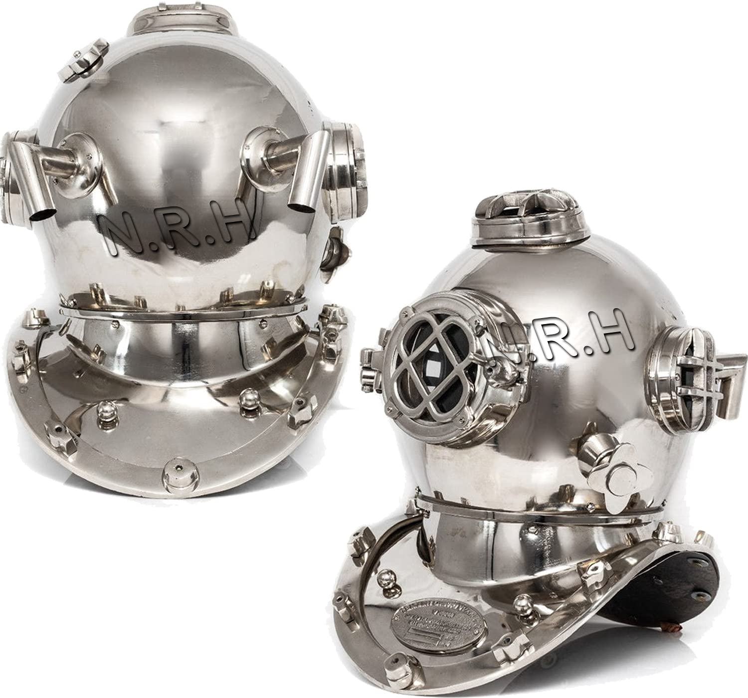 Casco de buceo Hemet de 18 pulgadas con acabado cromado