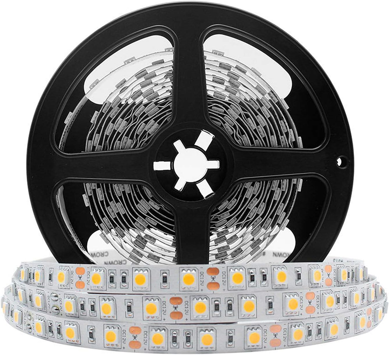 LightingWill Advanced Full Spectrum CRI97 LED Strip Light, Natural Sunlike Spectrum, SMD 5050 300LEDs 16.4Ft/5M Daylight White 5000K-6000K DC12V 72W, Non-Waterproof