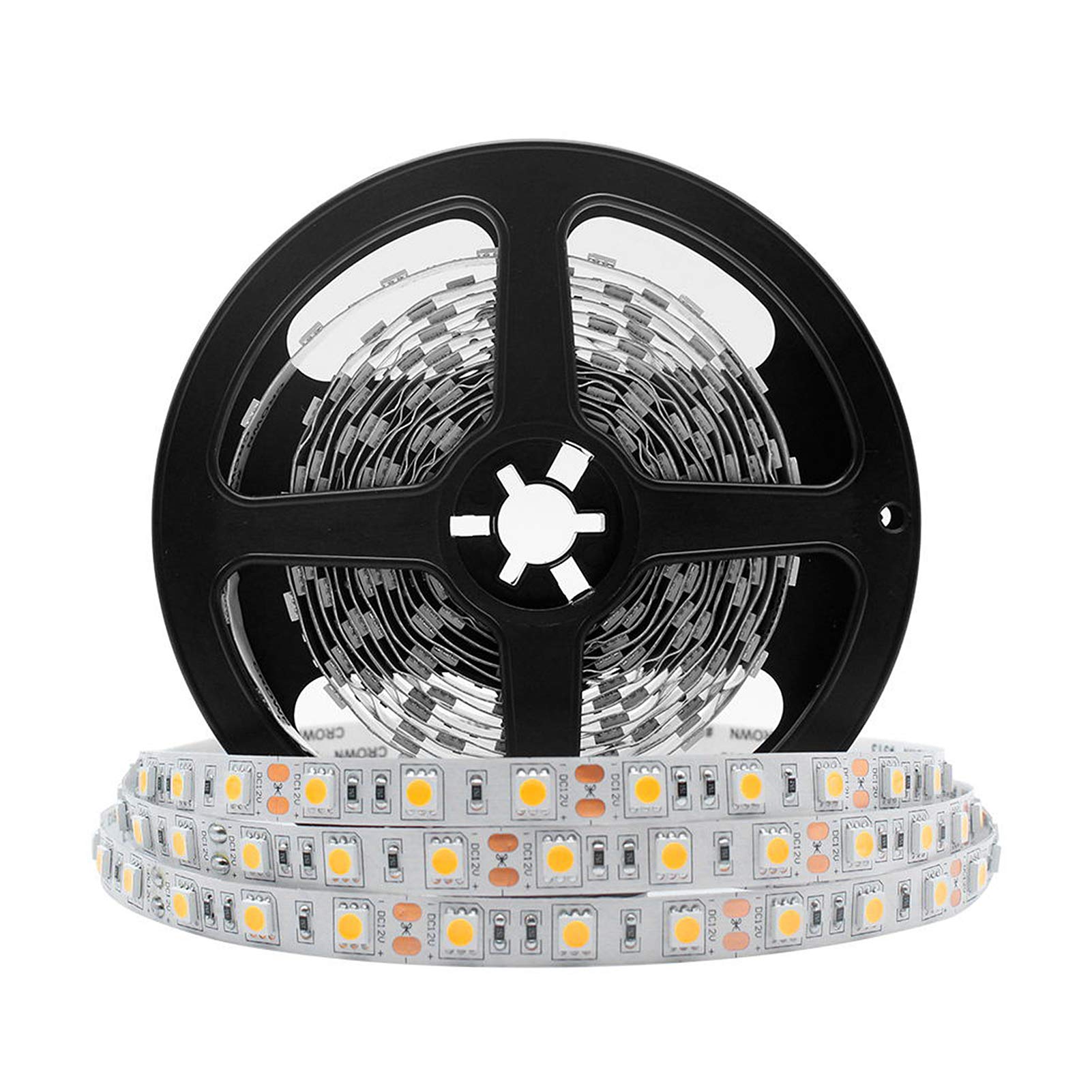 LightingWill Advanced Full Spectrum CRI97 LED Strip Light, Natural Sunlike Spectrum, SMD 5050 300LEDs 16.4Ft/5M Daylight White 5000K-6000K DC12V 72W, Non-Waterproof