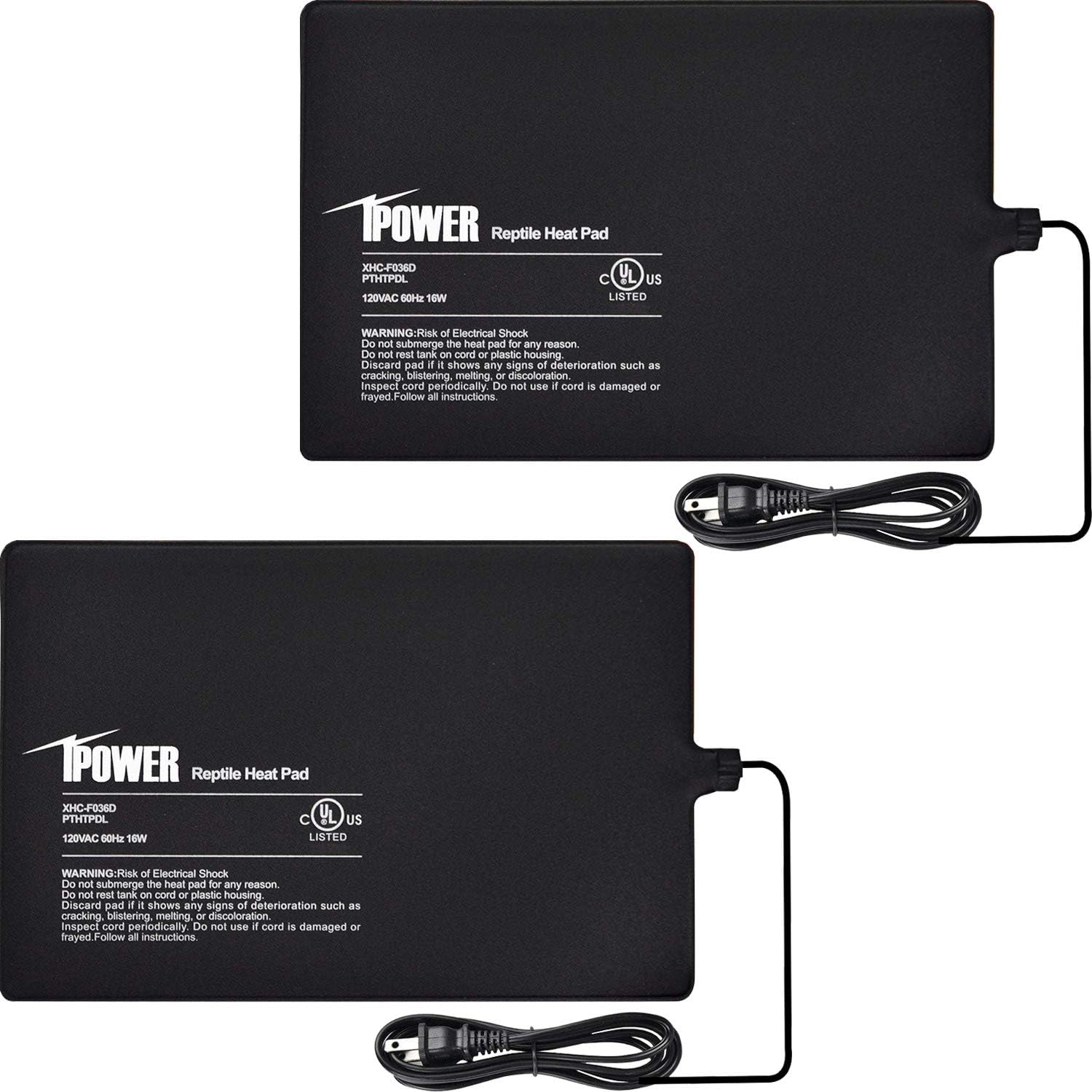 iPower 8x12 Inch Reptile Heat Pad Under Tank Heater, Energy-Efficient &amp; Waterproof Design Terrarium Warmer Mat for Turtles, Lizards, Snakes, 2 Pack
