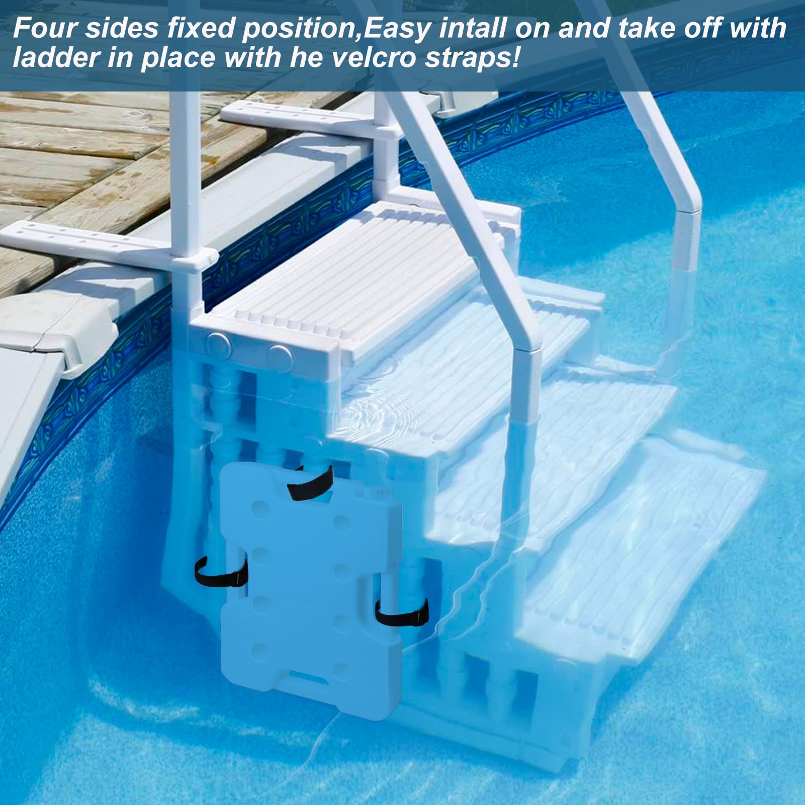 Paquete de 2 pesas de escalera de piscina para piscinas sobre el suelo, pesas de plástico extraíbles para escalones, contenedor de anclaje, bolsa de arena con 8 correas de gancho y bucle que soportan