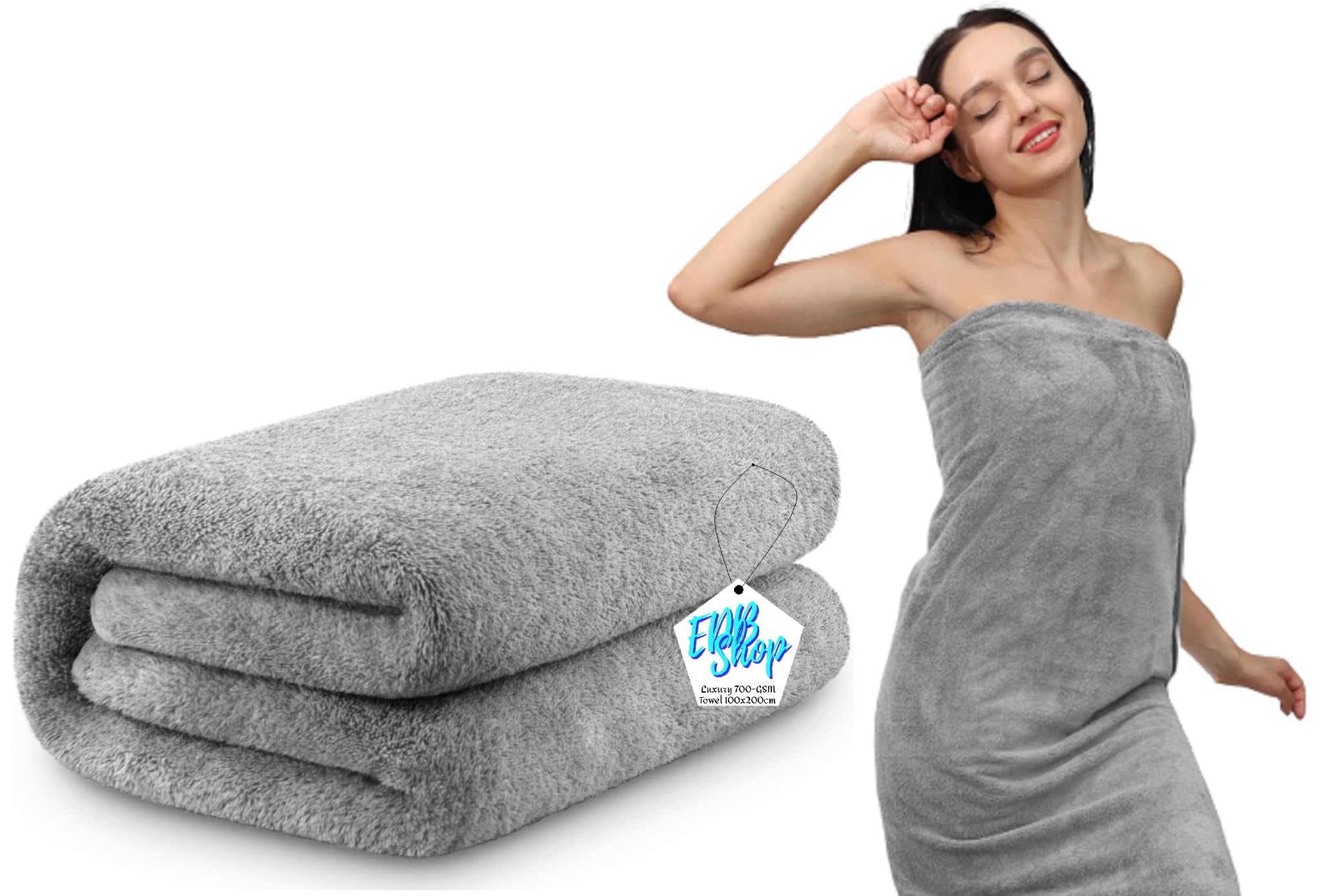 Toalla De Baño Extra Grande 100x200 Cm - Algodón Egipcio 700 G/m², Supersuave, Calidad Hotel, Color Azul