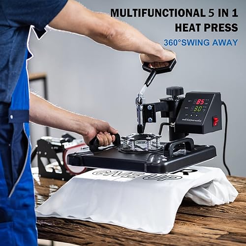 Miniatura 2 de Máquina de prensa de calor 5 en 1, prensa de calor oscilante de 12 x 15 pulgadas para sublimación, máquina de prensado de camisetas multifunción,