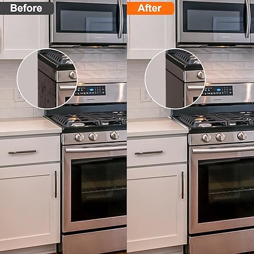 Miniatura 5 de Cubiertas retráctiles de 13.8 a 27.5 pulgadas para huecos de estufa, acero inoxidable, cubierta para huecos de encimera de estufa, relleno de huecos