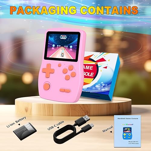 Miniatura 7 de Juego de mano de 32 bits para niños precargado 139 videojuegos retro, pantalla IPS de 3.0 pulgadas y batería recargable, sistema de juego portátil,