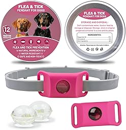 AqualityPets Collier Antiparasitaire Chien Naturel, Protège Contre Puces, Tiques et Phlébotomes, Protection 12 Mois – Résistant à l’Eau, Taille Unique, 100% sans Produits Chimiques (Rose)