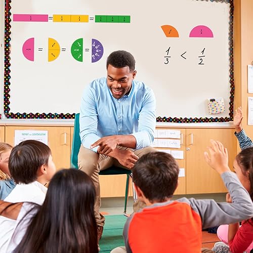 Miniatura 6 de Simply magic Juego de 166 actividades de fracciones magnéticas  Tiras de fracción, azulejos, círculos y barras, manipuladores matemáticos magnéticos