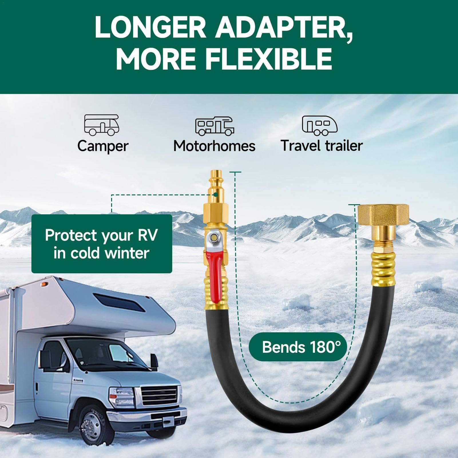 Wohnmobil Winterblasadapter Aus Messing – 1/4″ Auf 3/4″, Für Luftkompressor & Wasserleitung-Überwinterung