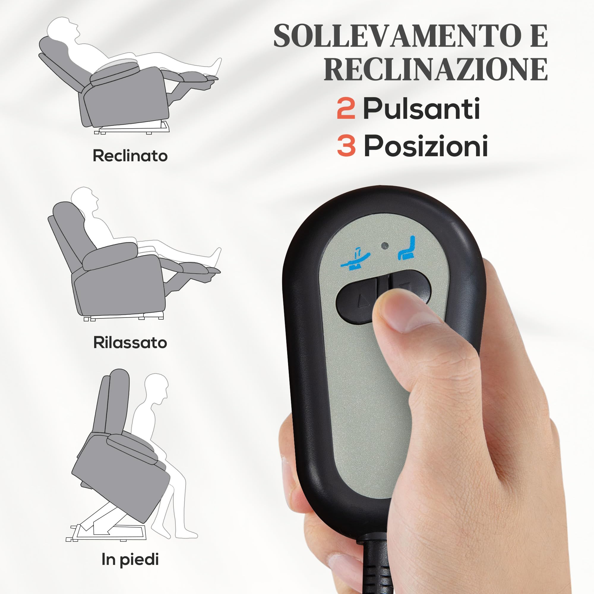 HOMCOM Poltrona Elettrica Alzapersona Reclinabile 160°, Poltrona Relax con Poggiapiedi, Tasche Laterali, Telecomando, per Soggiorno, in Tessuto Effetto Lino, Grigio Chiaro