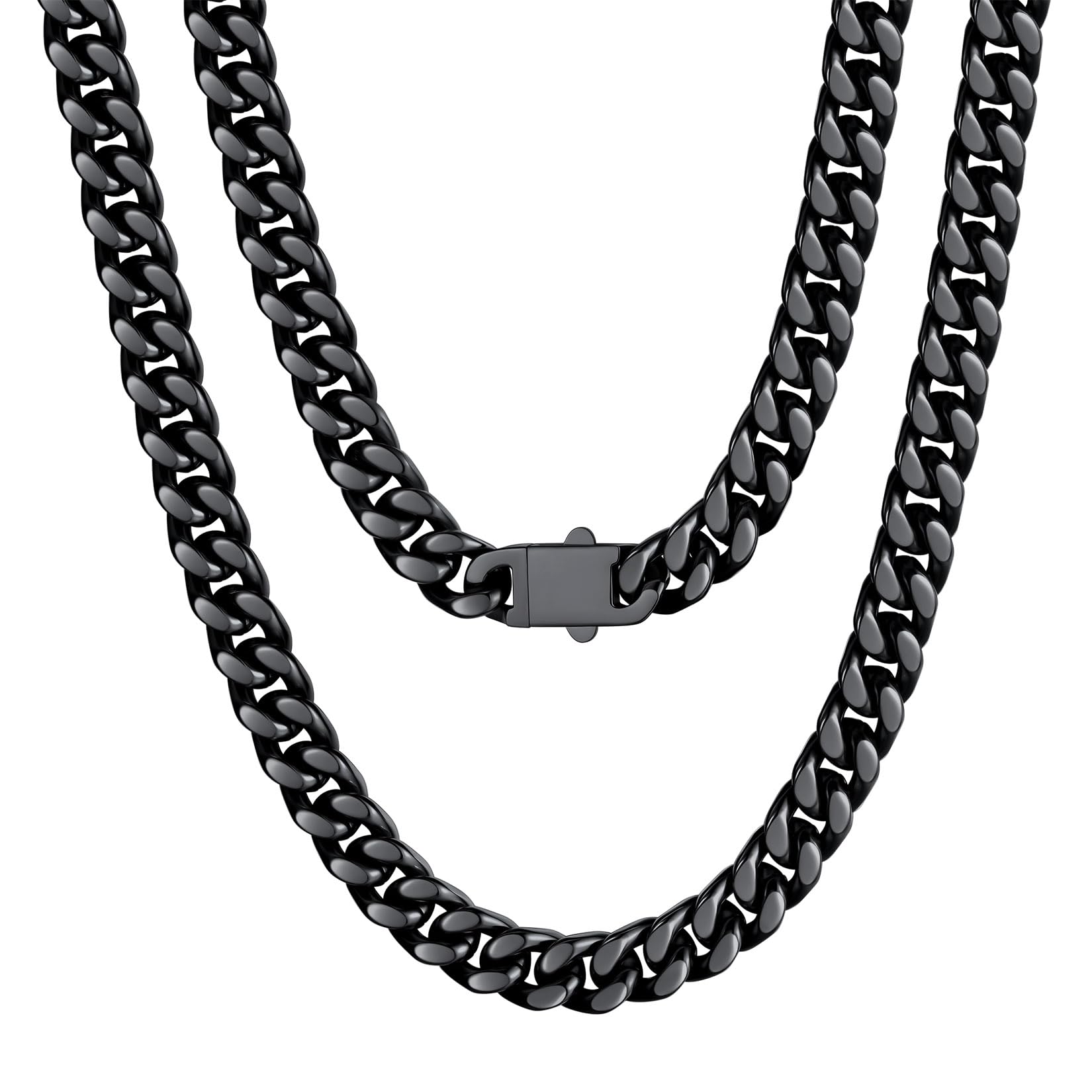 U7 Kette für Herren Damen Miami Panzerkette Edelstahl Halskette Schicke Kubanische Link Kette Schwer Gliederketten Hip Hop Halsschmuck Modeschmuck 5/7/9/12MM Breite Kettelänge 45-76CM wählbar