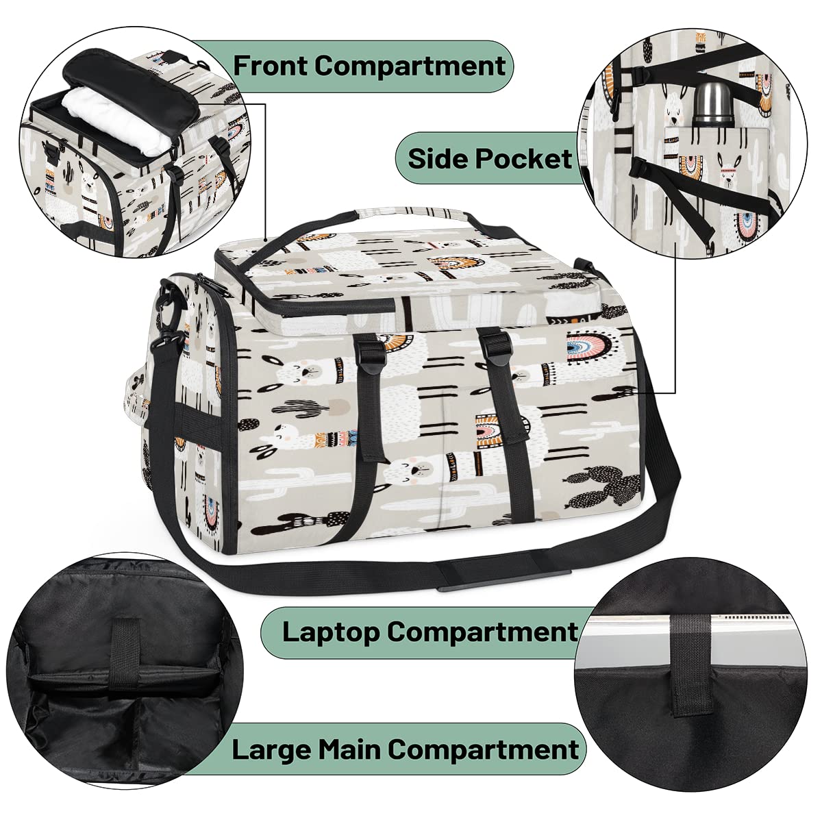 Llama - Mochila deportiva de lona para hombres y mujeres, bolsa de lona azteca con compartimento para zapatos para gimnasio, viajes, senderismo, mochila, Multi 2, Talla única, Deporte