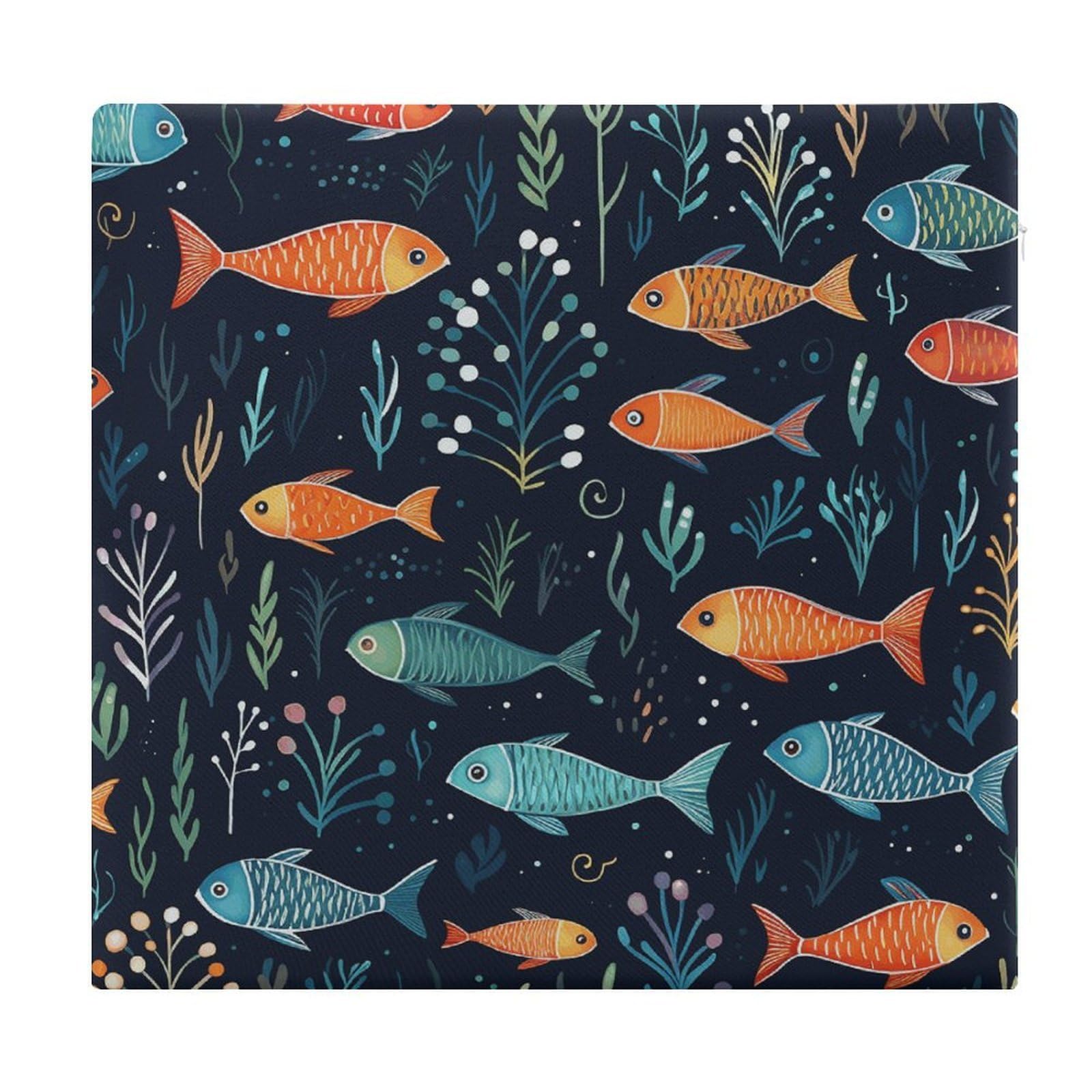 Adfgyerh Style Small Fish Pattern Cushions Memory Foam For Adults, Seat Cushion Chair Pads Soft, Square Pillows For Dining, Kitchen, Office, Patio Chairs