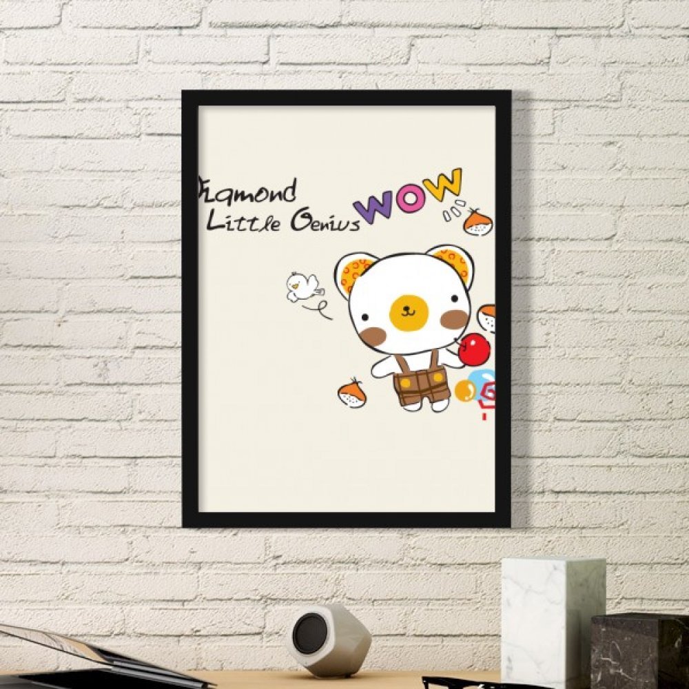 Peintures estampes ours fruits cadre noir M stickers muraux