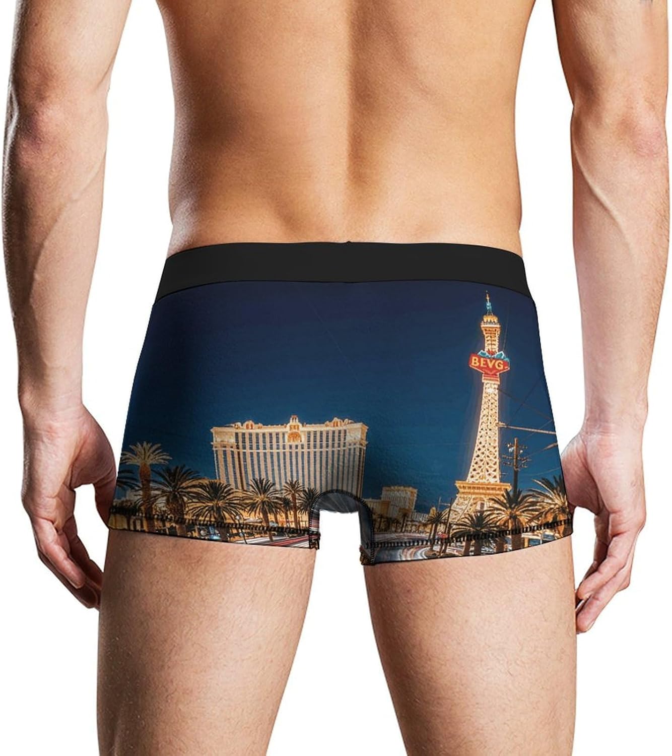 Las Vegas Night Men's Underwear Breathable Boxer Briefs with Fly Moisture Wicking Active Sport Boxer Shorts
