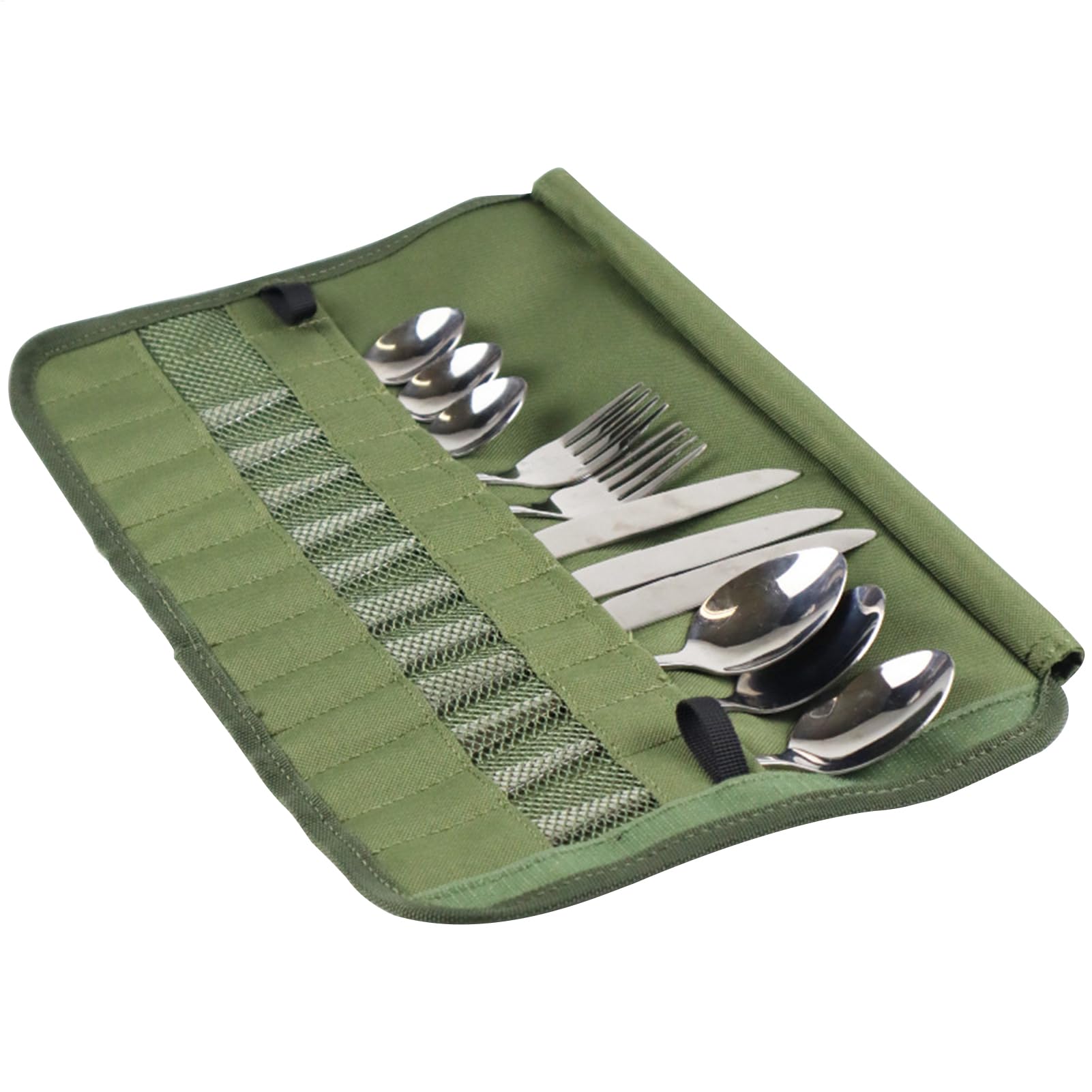 Camping Cutlery Pouch Cutlery Storage Bag,Cooking Utensils Organizer Bag,Multi PurposeCutlery Roll Pouch, Reusable Utensil Tableware StorageBag for Camping,Picnics,Barbecue