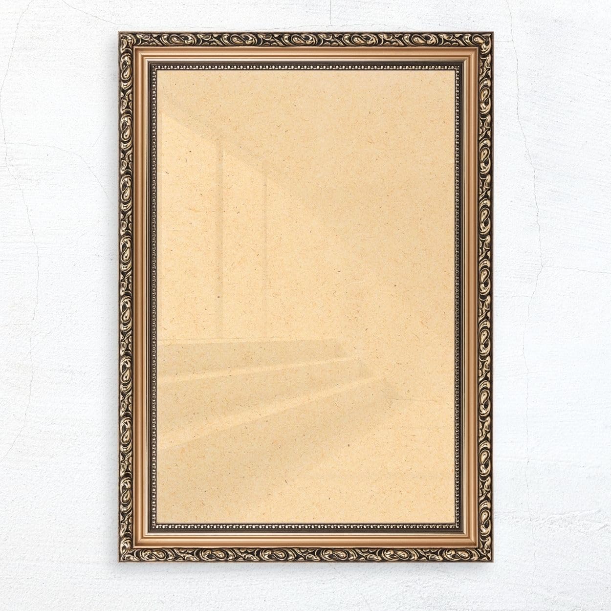 N°71 Barock Bilderrahmen 20x20 cm Bildmaß, Bronze, Massivholz | breite Echtholz-Profilleiste, Acrylglas glasklar & bruchsicher, Vintage-Stil, HDF-Rückwand, Metallaufhänger, handgefertigt