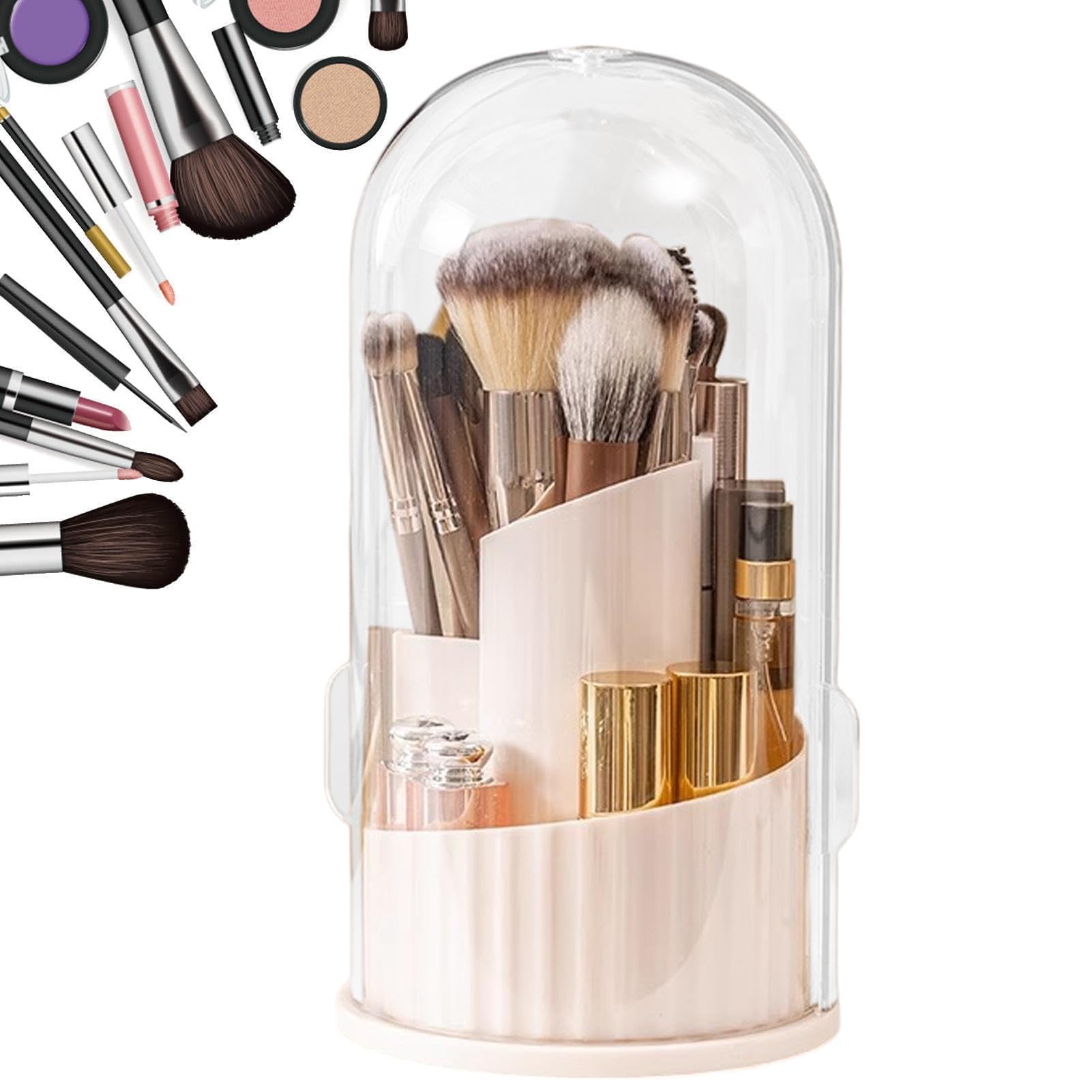 Organizer per pennelli da trucco, con scomparti multipli con coperchio trasparente, per scrivania, bagno e dormitorio, ideale per rossetti, mascara, matite per sopracciglia e accessori di bellezza