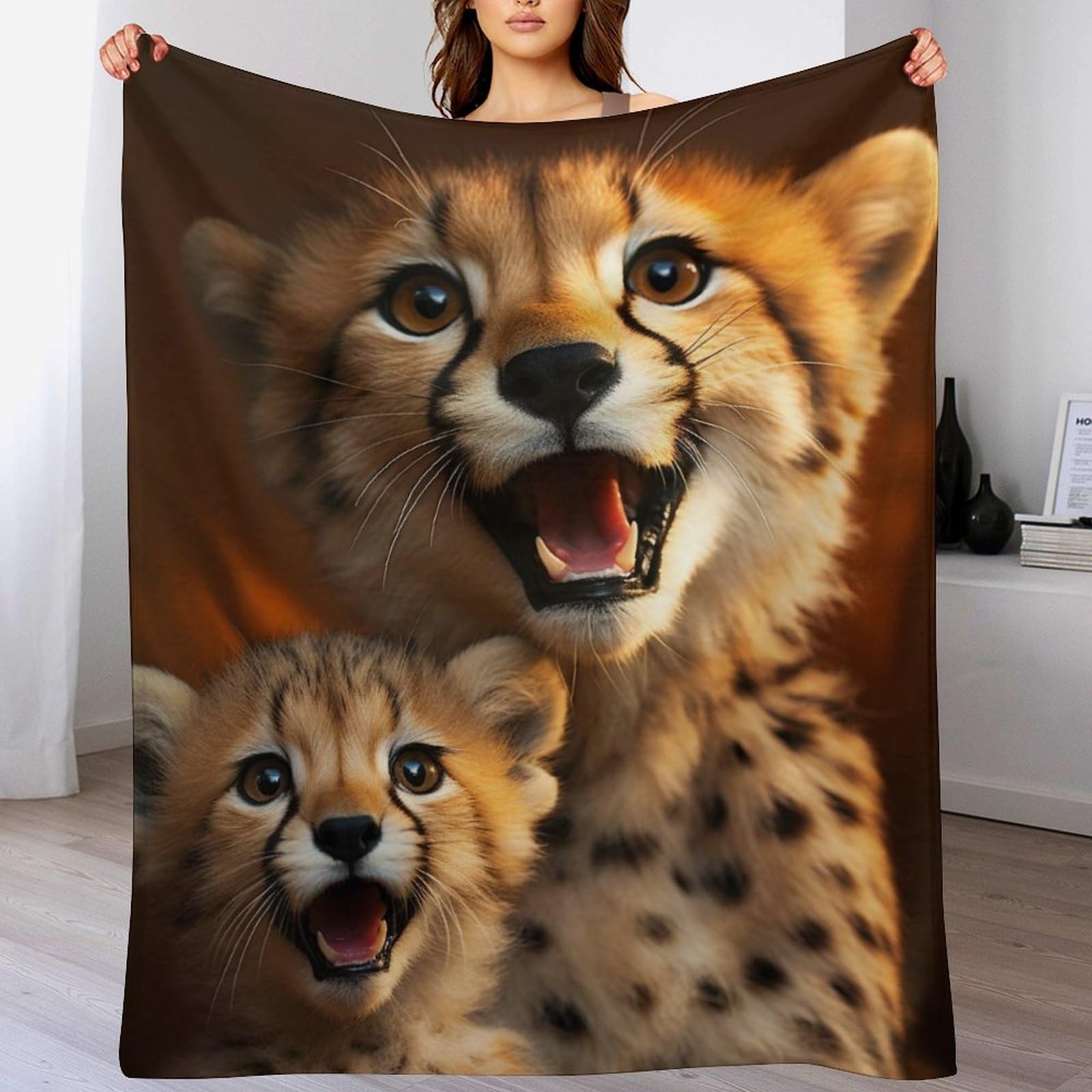 PAZZK Leopard Blanket Soft Flannel Soft Blanket Gifts 3D Home Decoration For Bed Couch Sofa Chair Bed Blanket（140×180cm）