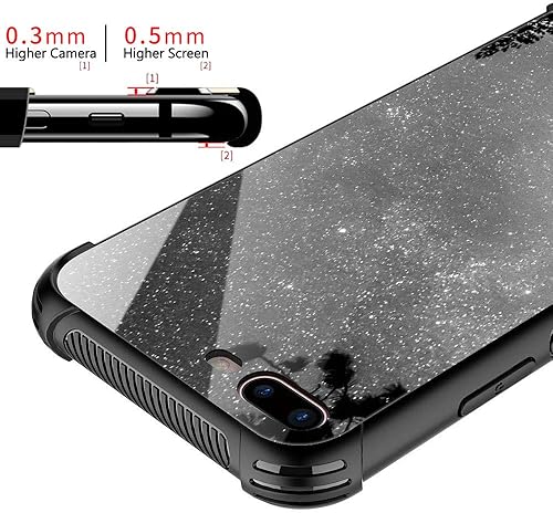 Miniatura 2 de Funda compatible con iPhone 7P8P, Forest Silhouettes Constellation, parte trasera de vidrio templado + funda protectora de TPU de silicona suave