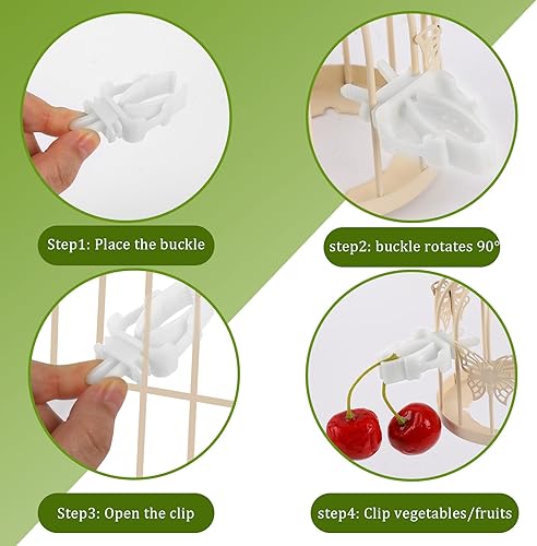 Miniatura 4 de 12 clips para jaula de pájaros, jaula de pájaros, soporte para alimentos, loro, fruta, verduras, clips para alimentador de jaula para periquitos,