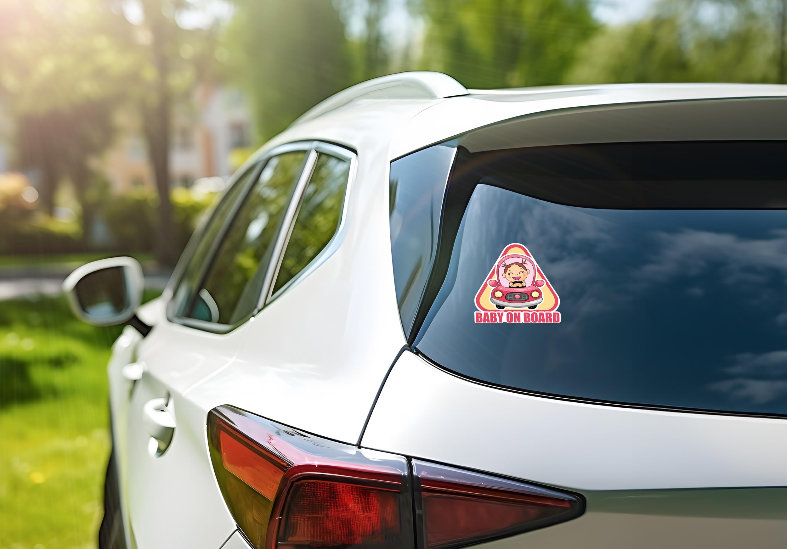 Adesivo Baby On Board Per Auto | Principessa Con Unicorno E Tigre | Resistente Pioggia E UV | Facile Da Applicare E Rimuovere | Regalo Per Neo Genitori